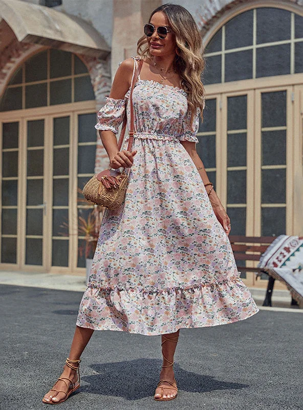 Spaghetti Strap Floral Flounce Dress Cocktail floral dresses