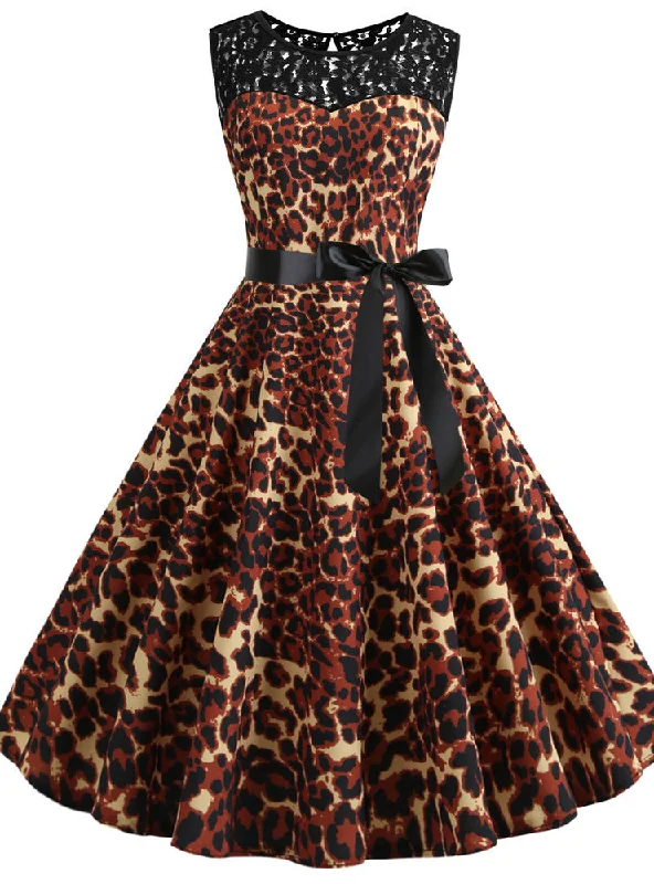 Summer Sleeveless Leopard Print Dress Designer floral dresses