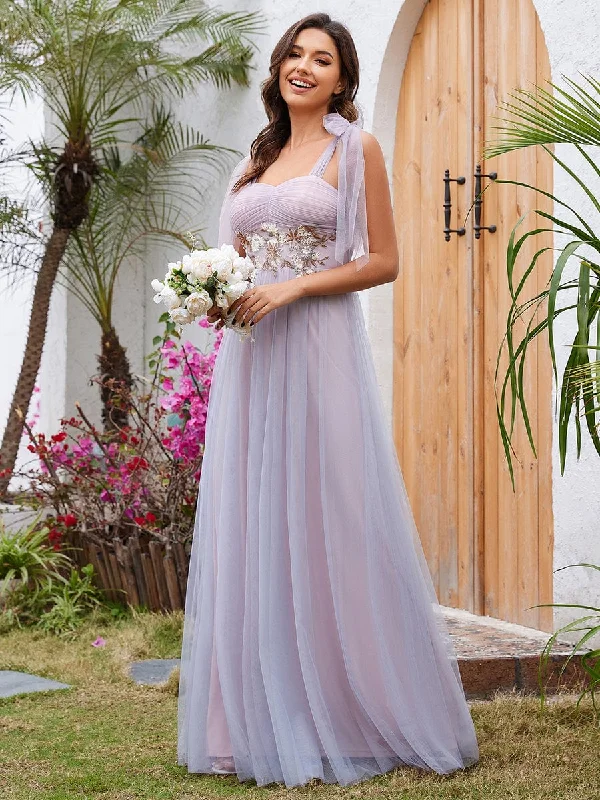 Sweetheart Frenulum Knotting Formal Evening Dress Adorned with Applique Wrap unclassified dresses