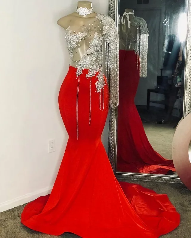 Tassel Prom Dresses, One Shoulder Prom Dresses, Mermaid Prom Dresses, Red Prom Dress Engagement unclassified dresses