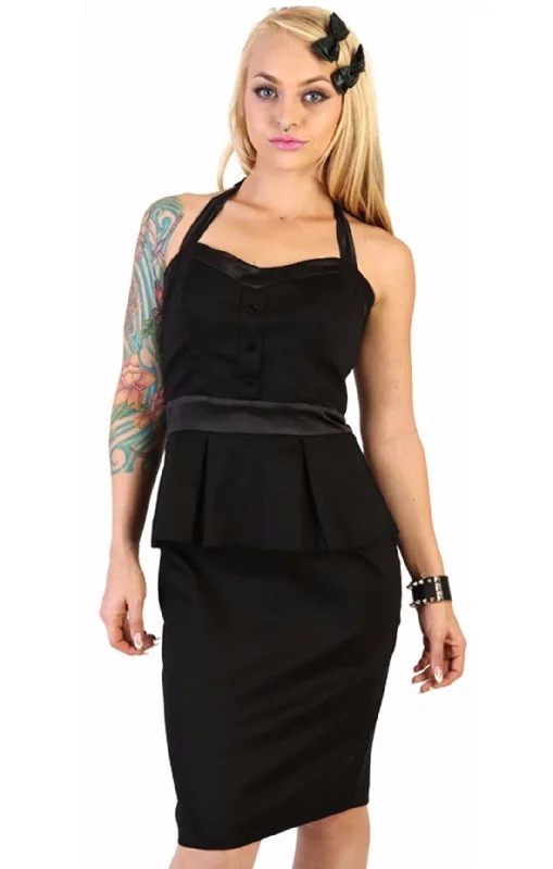 The JOHNNY Stretch Sateen Halter Tuxedo Dress Sleeveless unclassified dresses