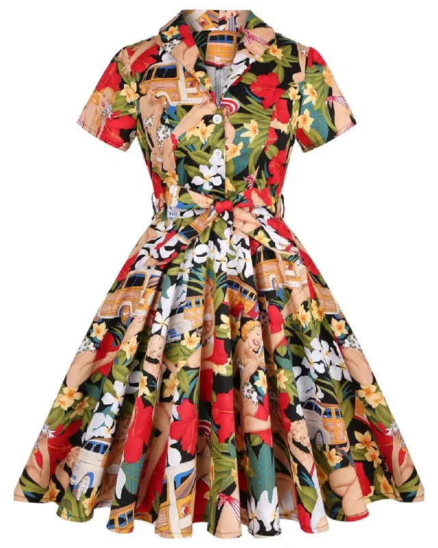 Tropical Pinups Vintage Swing Dress Tiered unclassified dresses