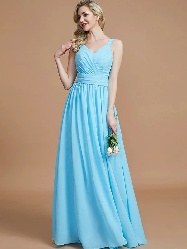 V-Neck Elegant Chiffon Sleeveless Bridesmaid Dresses Office unclassified dresses