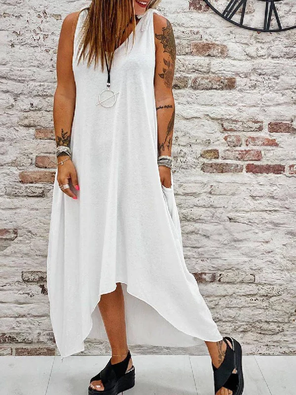 V-neck Loose Casual Irregular Dress Bold pattern unclassified dresses