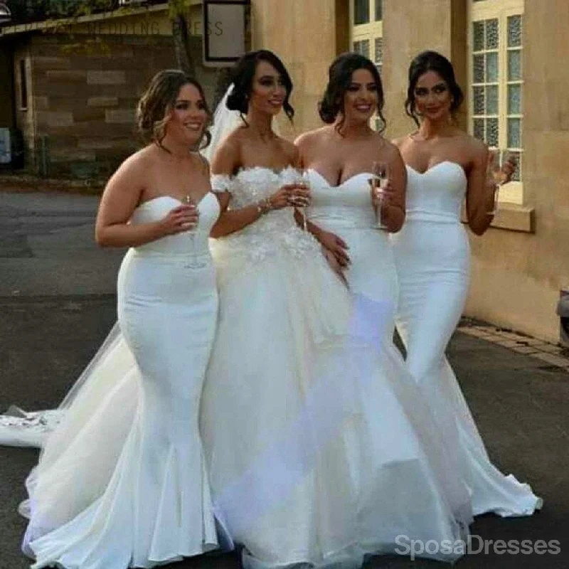 White Satin Cheap Sweet Heart Mermaid Sexy Bridesmaid Dresses, WG175 Y2K unclassified dresses