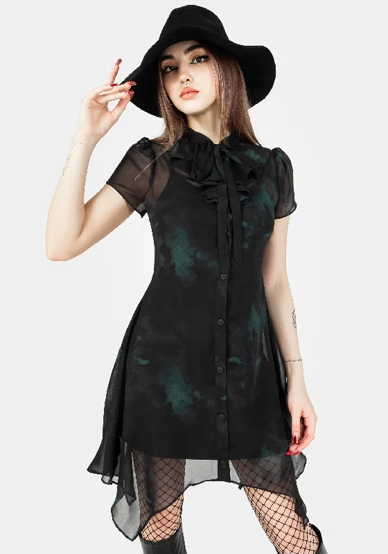 Lichen Chiffon Mini Shirt Dress Lace Detail Mini Skirt