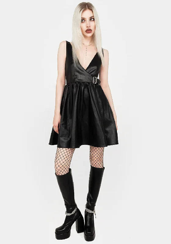 Opium Faux Leather Mini Dress Soft Denim Skirt