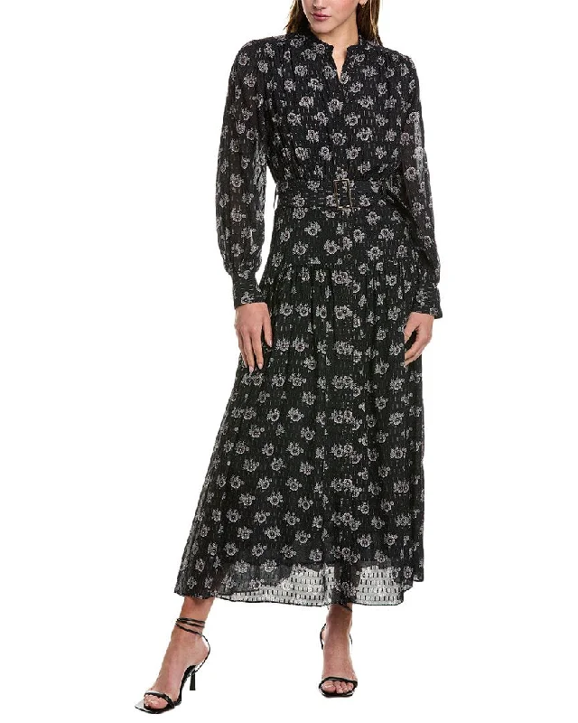 Elie Tahari Clip Dot Silk-Blend Maxi Shirtdress Chic Maxi Skirt