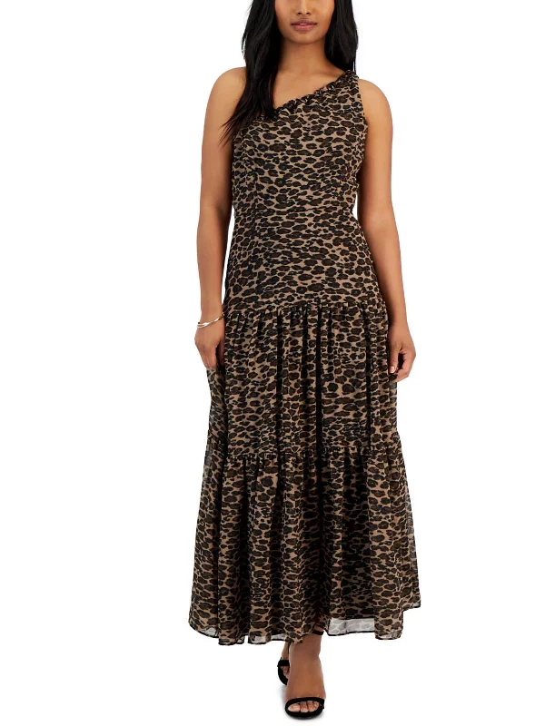 Womens Animal Print Chiffon Maxi Dress Cozy Maxi Skirt