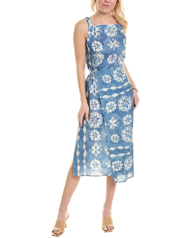 Rebecca Taylor Paper Fleur Whisper Linen Midi Dress Casual Midi Skirt