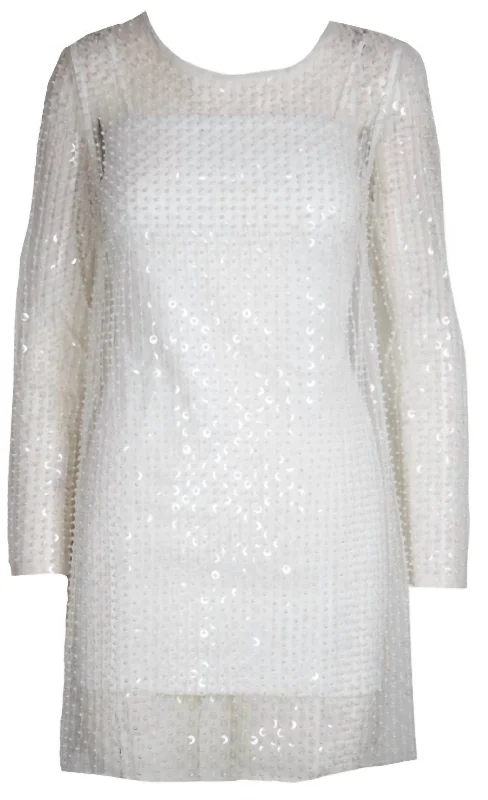 Arianna Sequin Dress In White Formal Sequin Dress