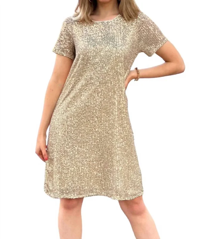 Sequin Dress In Gold Short Sequin Dress