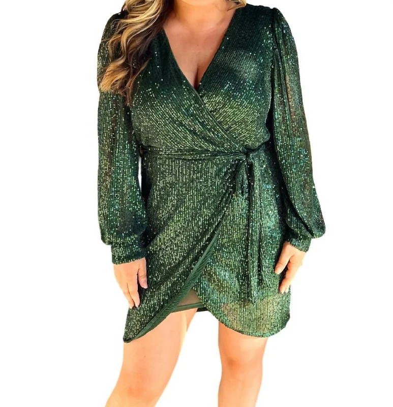 Sequin Dress In Hunter Sequin Shift Gown