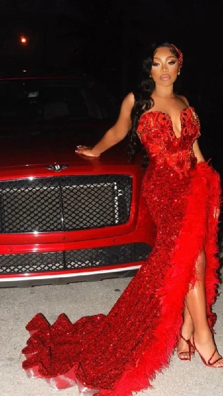 Sequins prom dresses, red prom dresses, mermaid prom dresses Y87 Chic Sequin Dress